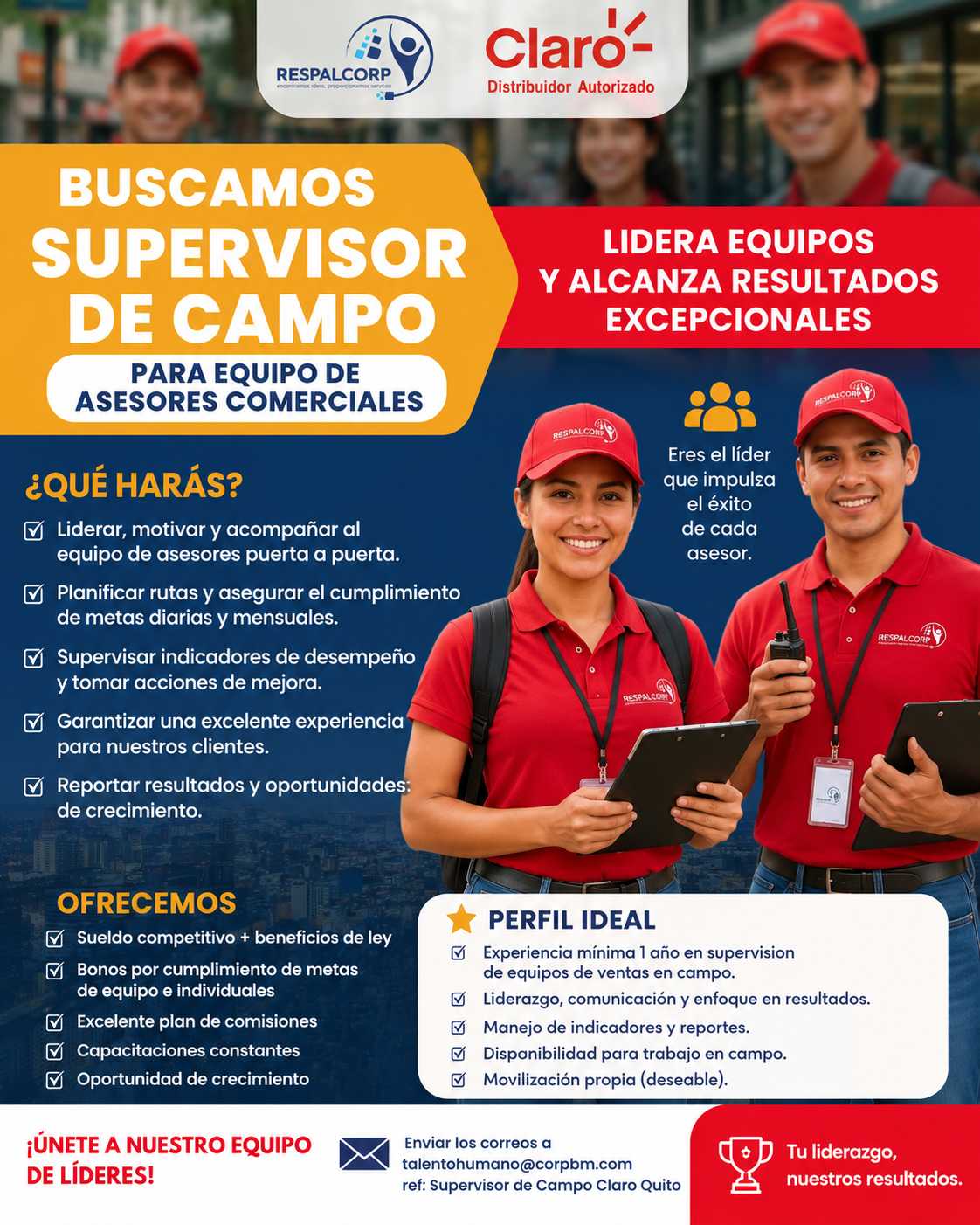 Imagen Vacante Supervisor de campo - Equipo de Ventas puerta a puerta Quito